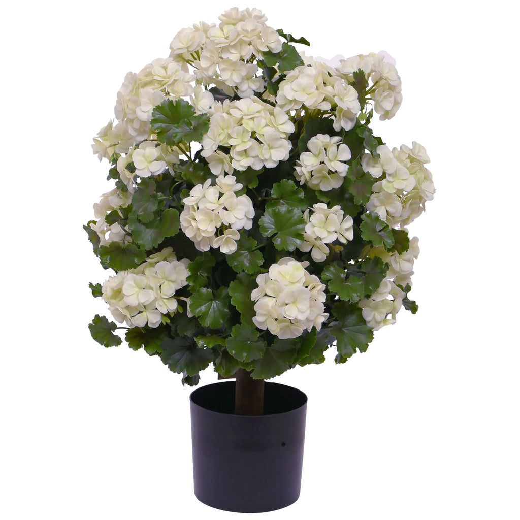 Geraniumbol kunstplant 70cm UV crèmewit