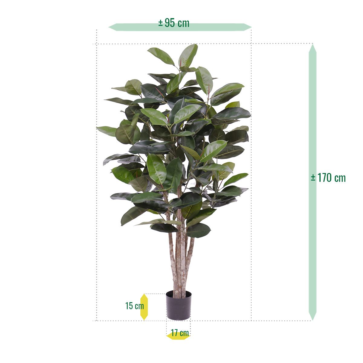 Elastica Robusta kunstplant 170cm groen