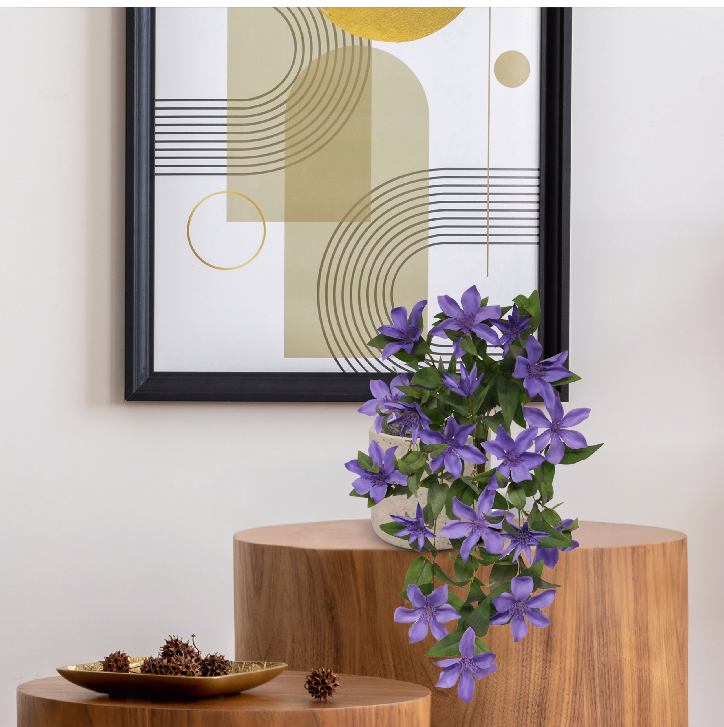 Clematis kunst hangplant 60cm Blauw