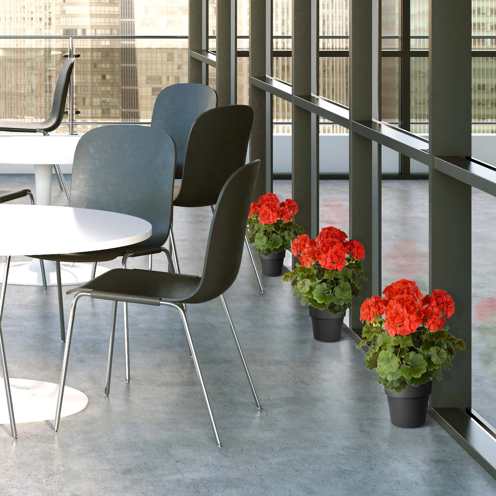 Extra lange rode, UV-bestendige kunstmatige geranium voor buiten, UV-bestendig.