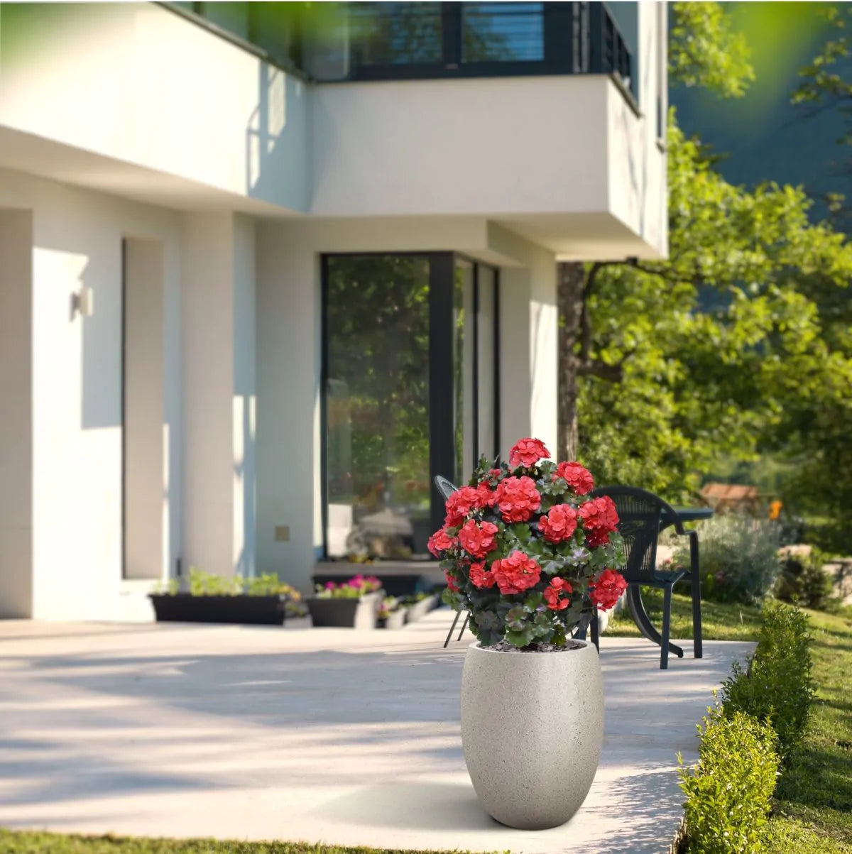Geraniumbol kunstplant 70cm UV rood