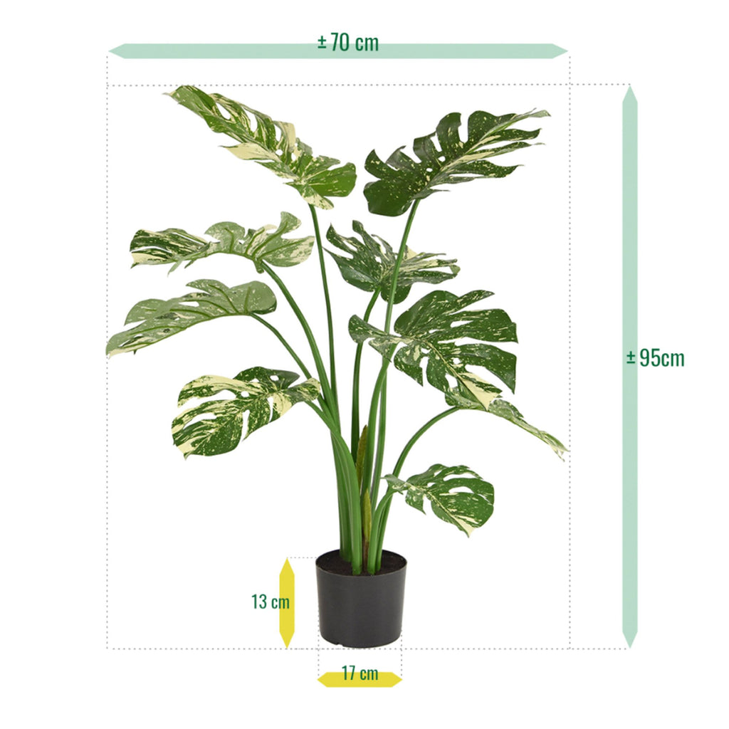 Monstera Deliciosa kunstplant 95cm - groen/bont