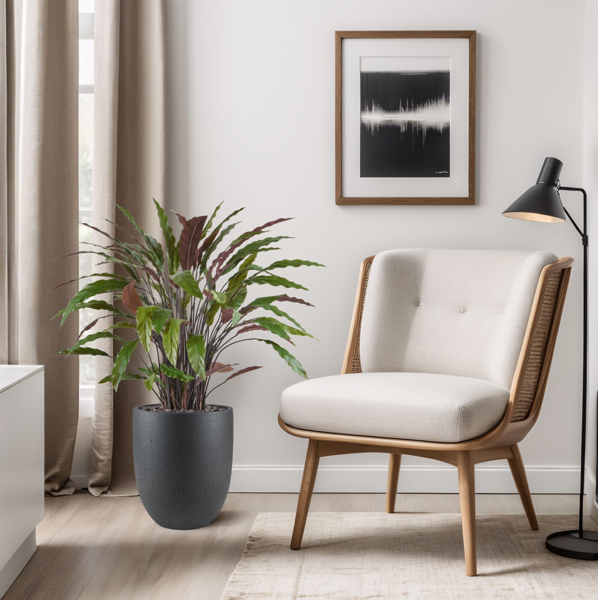 Calathea kunstplant 85cm - groen/rood