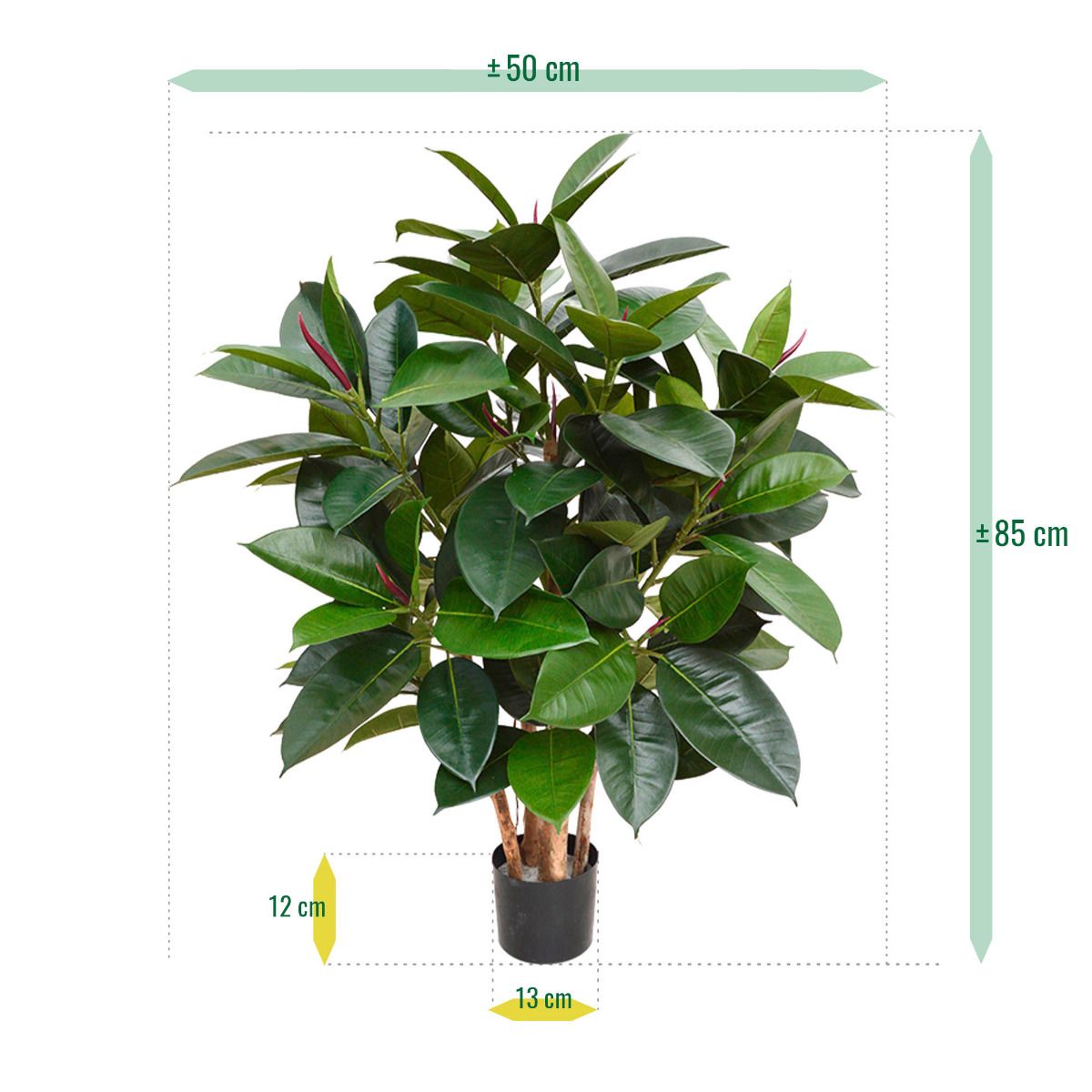 Elastica Robusta kunstplant 90cm - groen