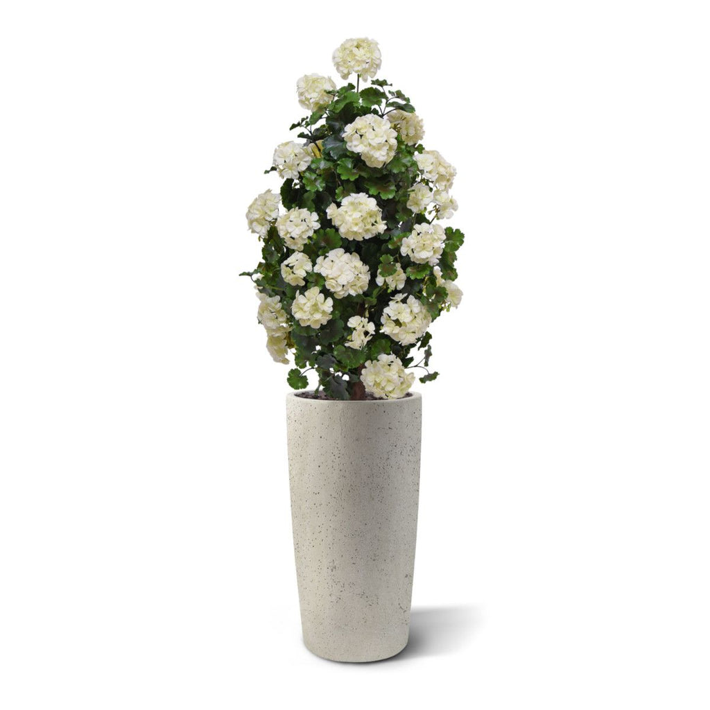 Geraniumkunst 110 cm piramideplant UV crèmewit