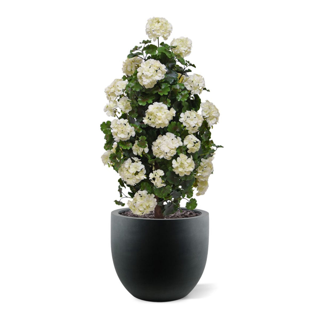 Geraniumkunst 110 cm piramideplant UV crèmewit