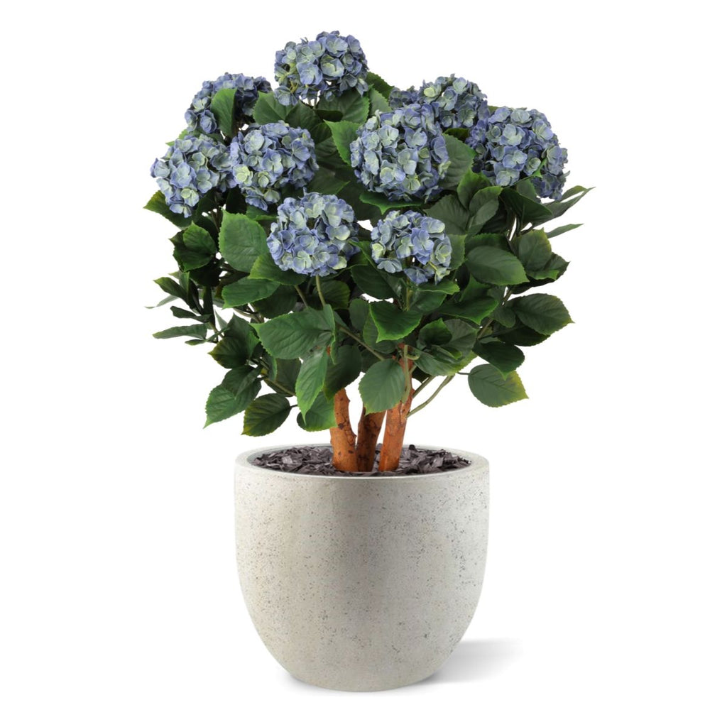 Blauwe kunsthortensia voor buiten met stelen van 80 cm, UV-bestendig.