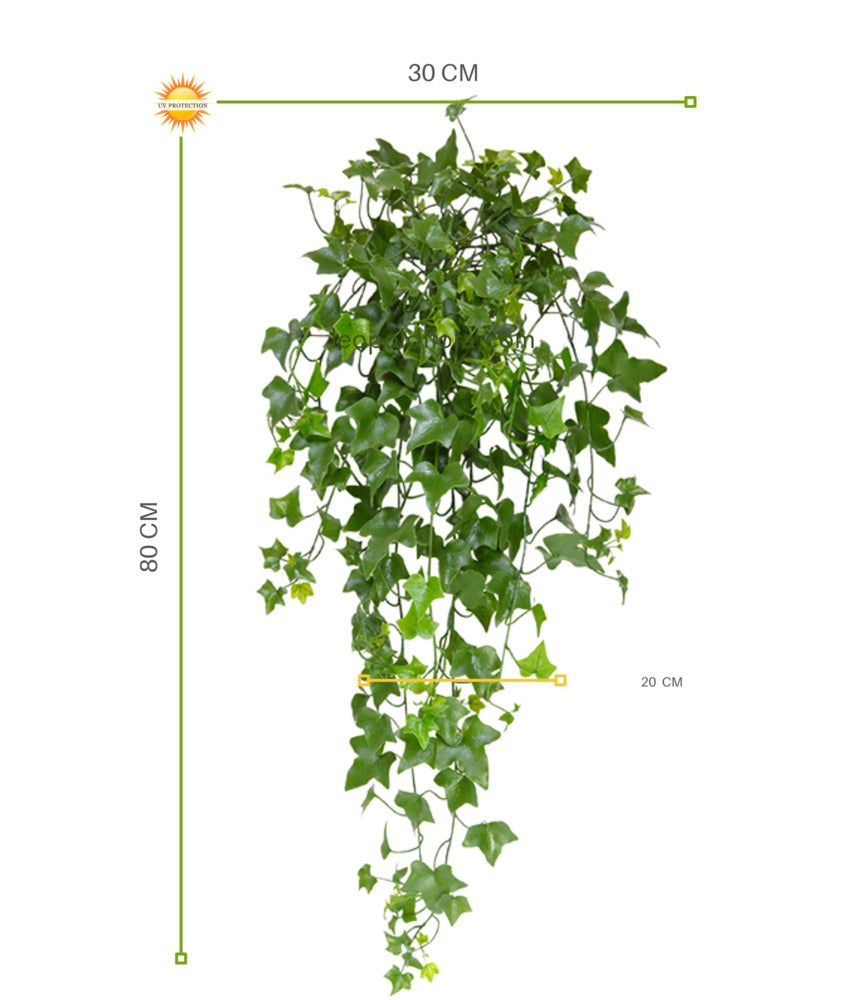 Kunstmatige hangplant met klimop voor buiten, 80 cm hoog, UV-beschermd.