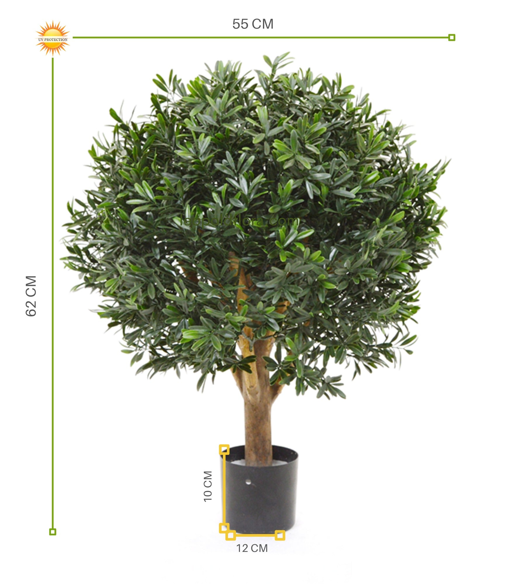 Kunstzinnige buitenbal van ilex (Ilex) 55 cm met UV-bescherming
