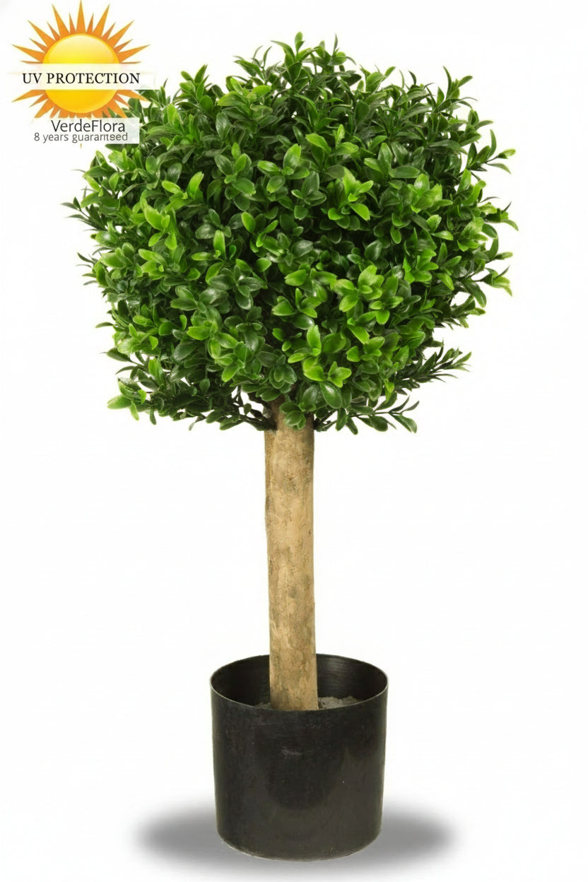 Buitenkunst: buxusbol op stam, 25 cm, UV-beschermd.