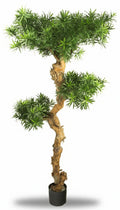 Kunstmatige Podocarpus bonsai voor buiten, 160 cm hoog, UV-beschermd.