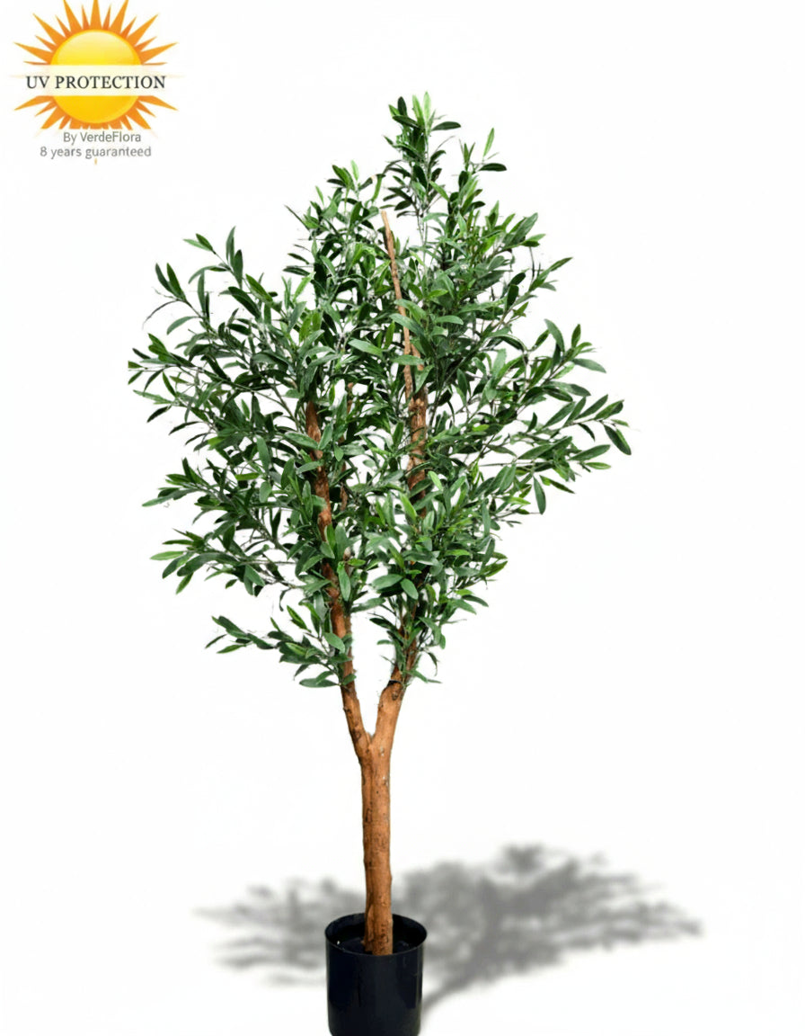 Imitatie olijfboom van 150 cm met hardhouten stam