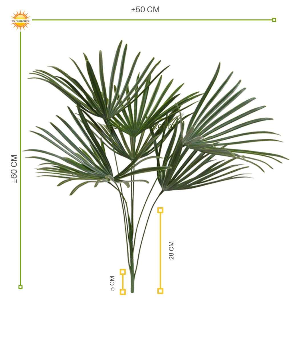 Kunstmatig boeket van raphispalmen voor buiten, 60 cm, UV-bestendig.