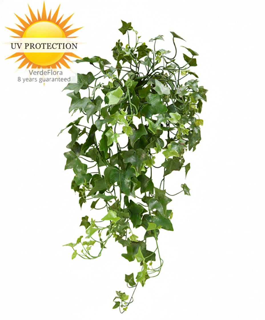 Kunstmatige hangplant met klimop, 65 cm hoog, UV-beschermd, geschikt voor buiten.
