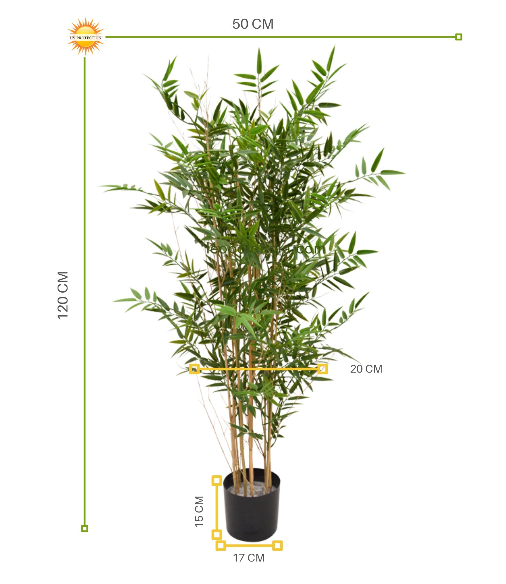 Hoogwaardige bamboeplant voor buiten, 120 cm hoog, UV-beschermd.