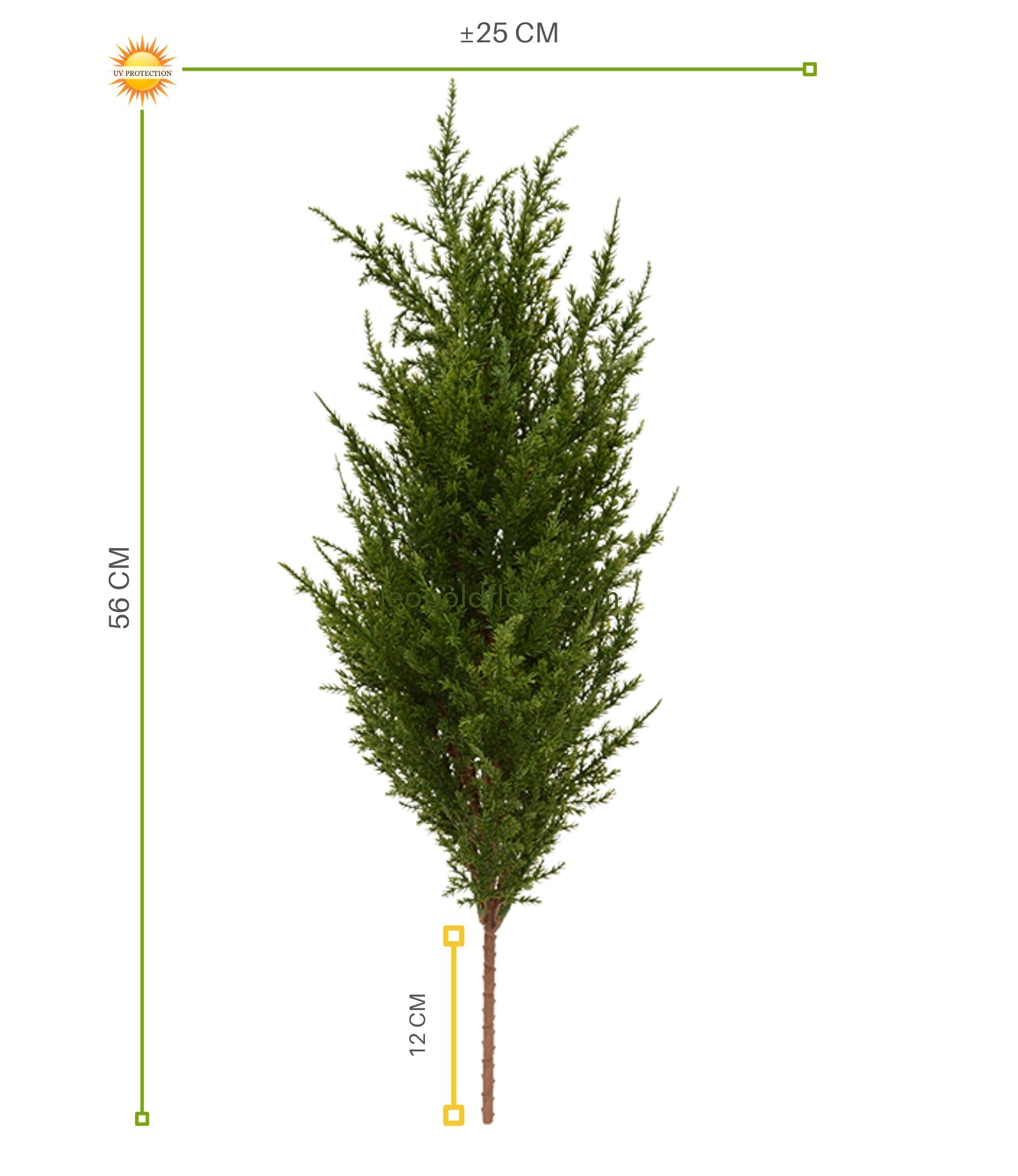Kunstmatige dennentak voor buiten, 56 cm, met UV-bescherming.