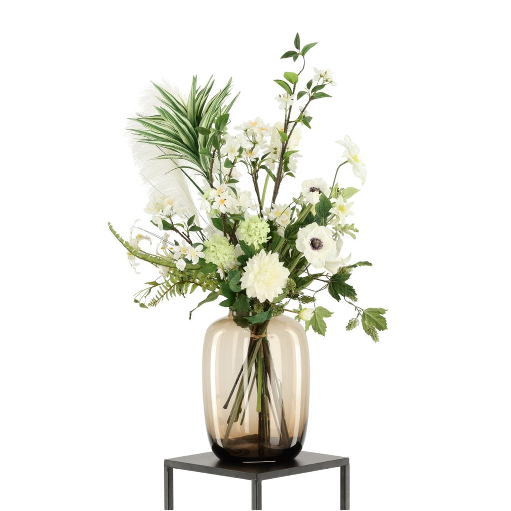 Handgebonden Kunstboeket Harmony Berlin - Wit/Groen