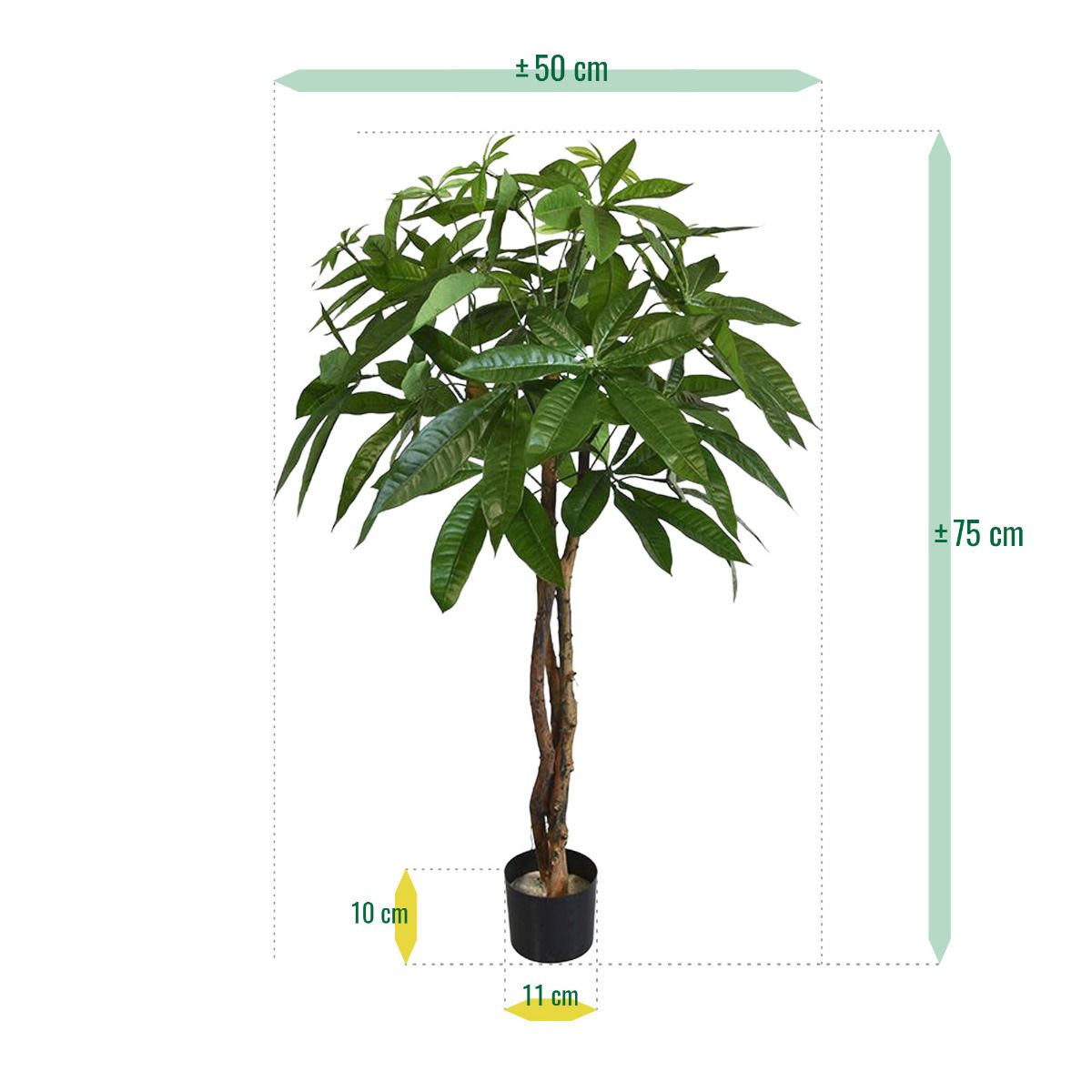 Pachira bal kunstplant op stam 75cm