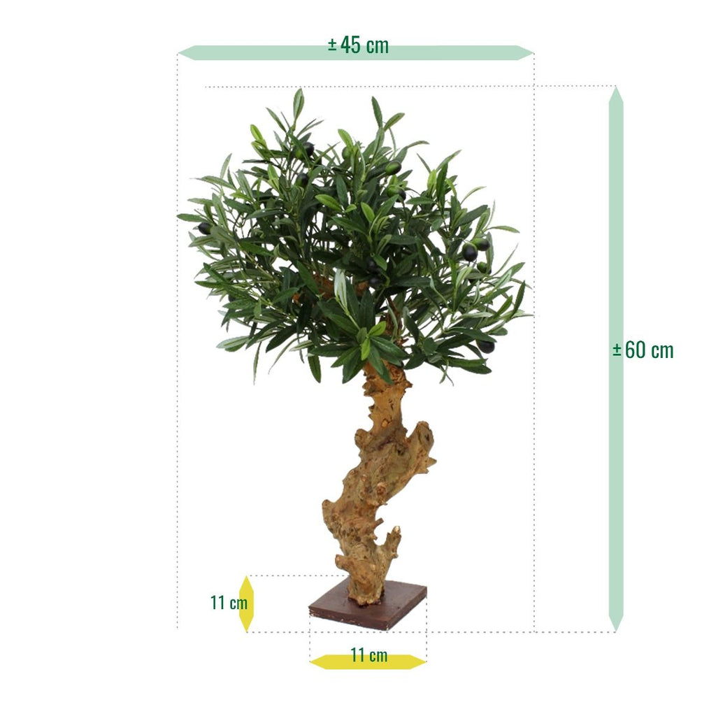 Olijf Bonsai deluxe kunstboom op voet 60cm