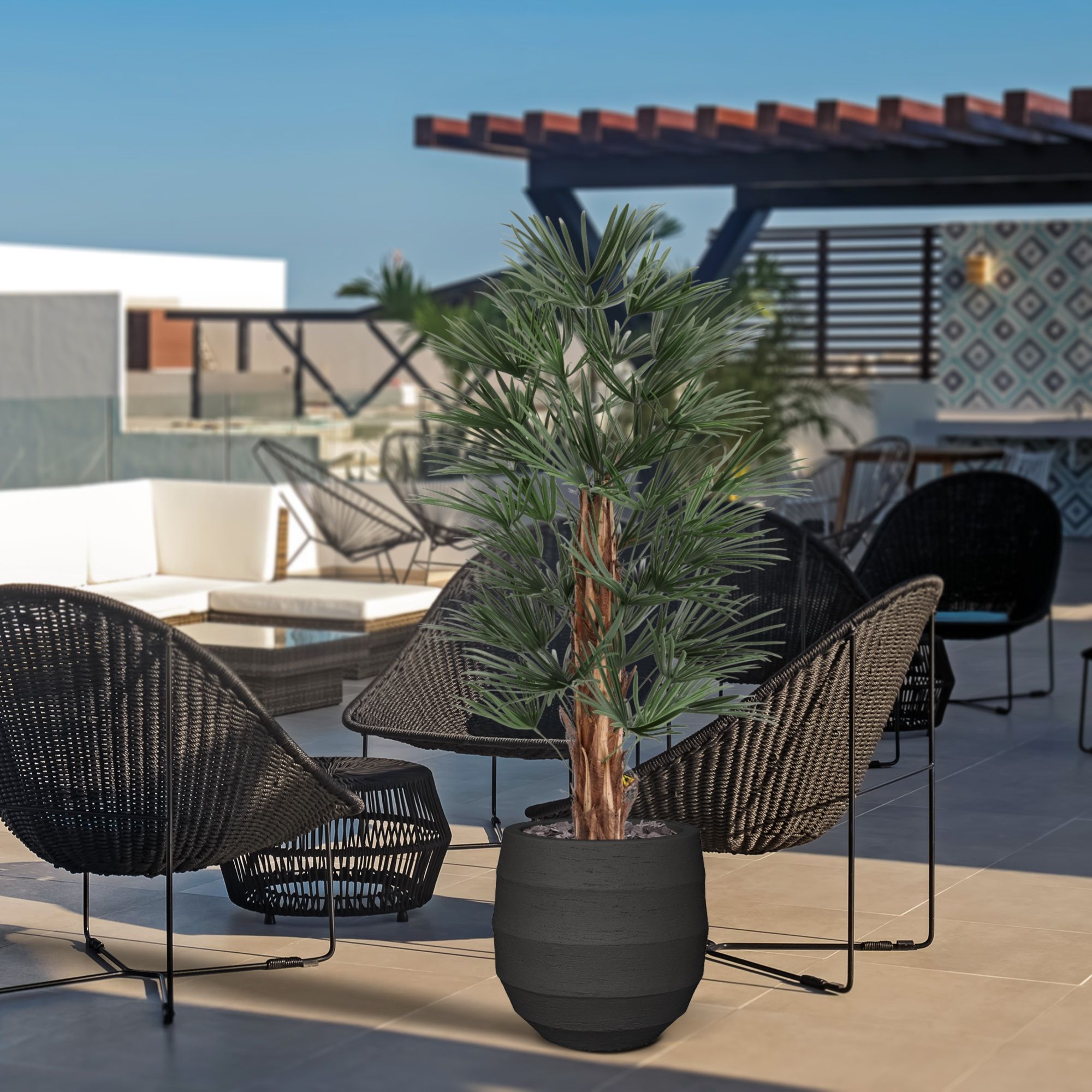 Raphis Kunstpalm 125cm UV in pot