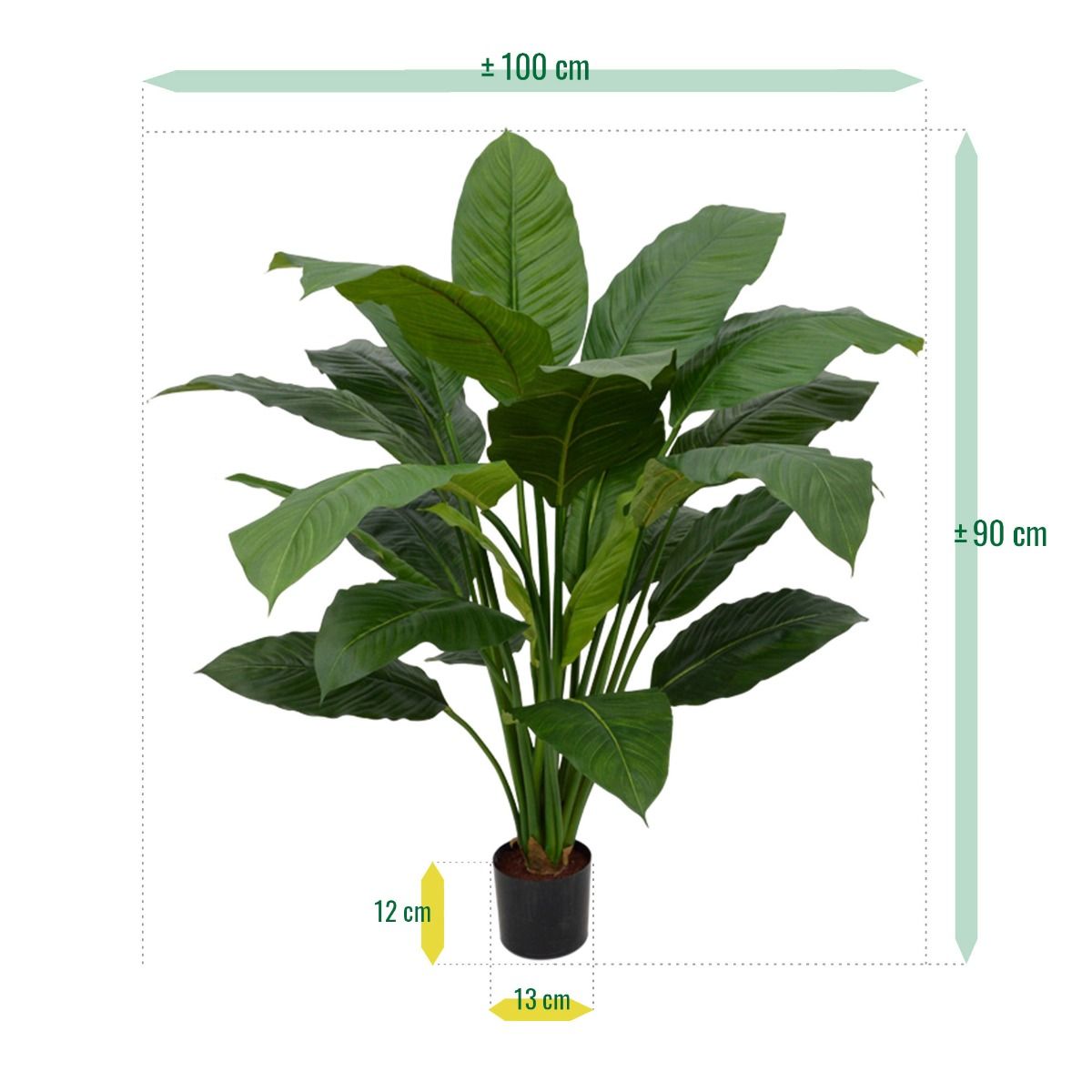 Spathiphyllum King kunstplant 100cm - groen